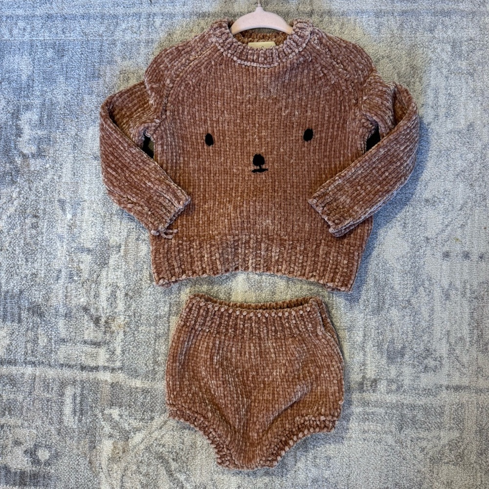 Rylee + Cru Chenille Bear Sweater and Bloomers